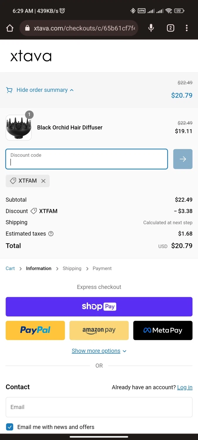 where to use Xtava promo code box