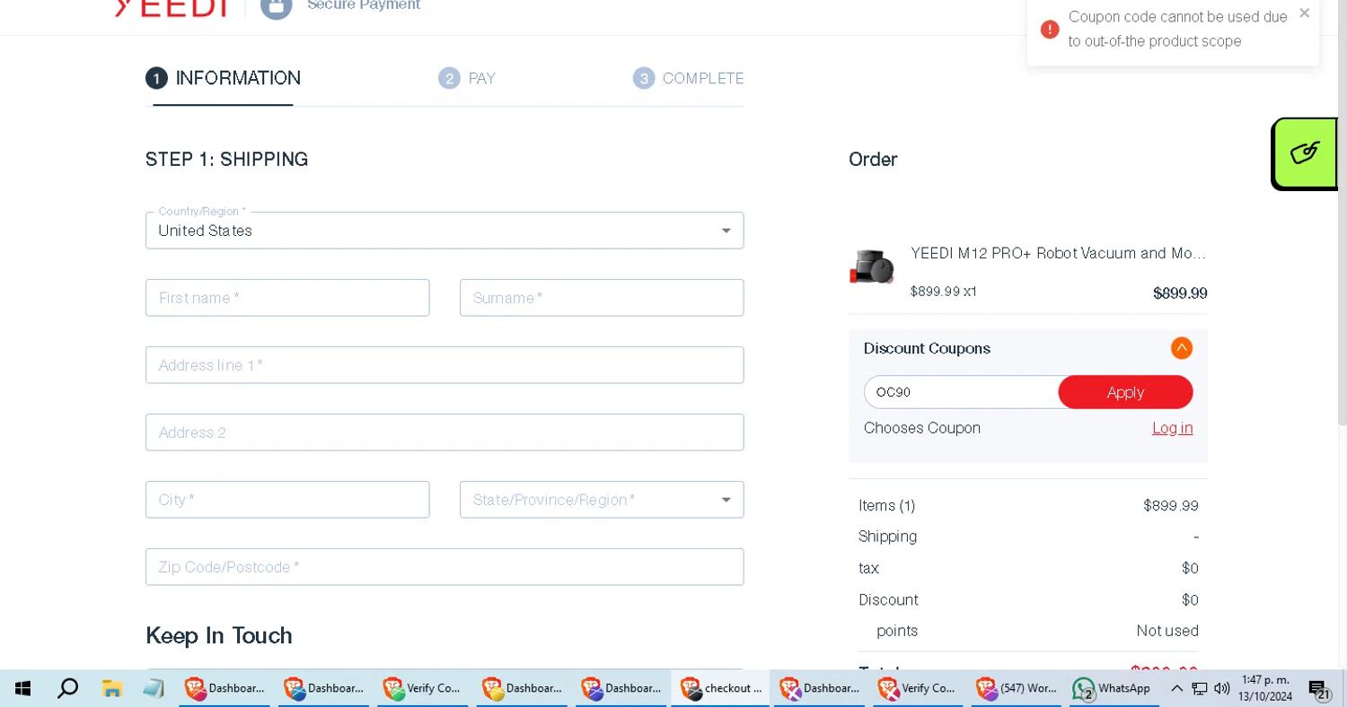 where to use yeedi promo code box