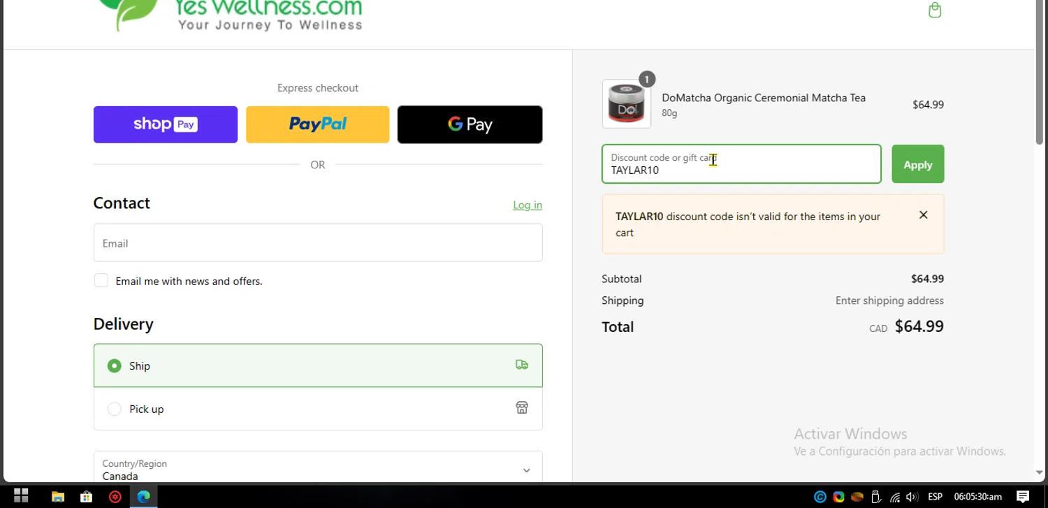 how to use Yes Wellness Canada coupons