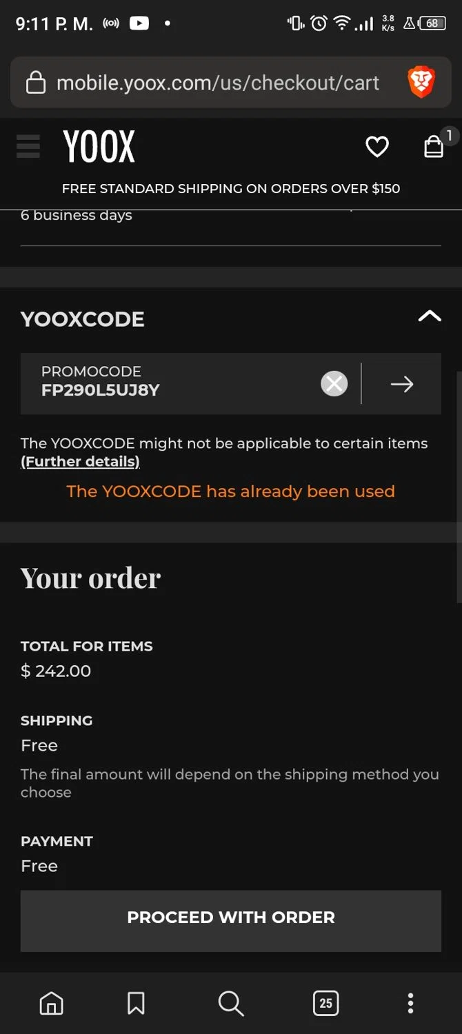 where to use YOOX promo code box