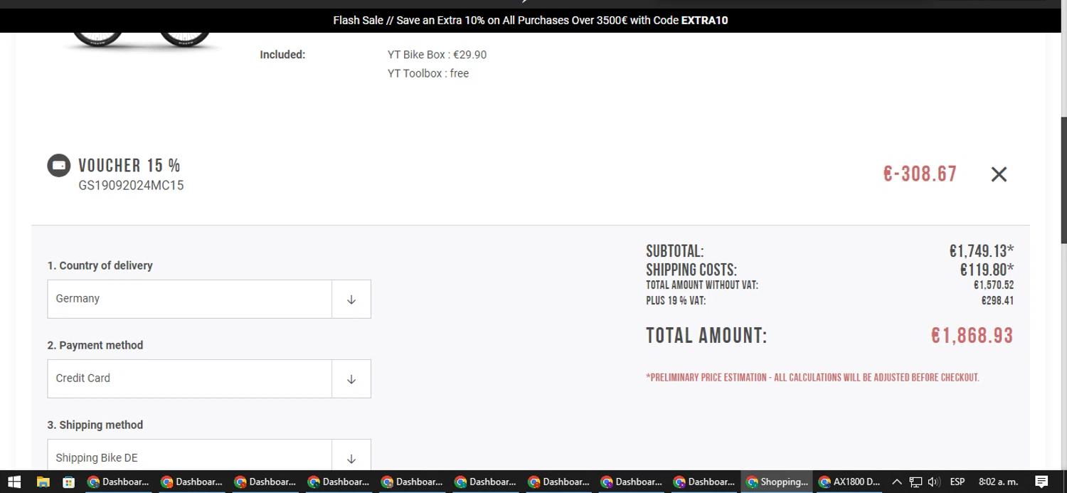 where to use YT Industries promo code box