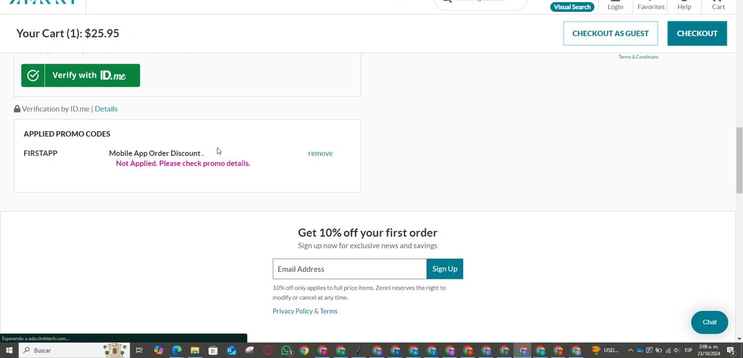 where to use Zenni Optical promo code box